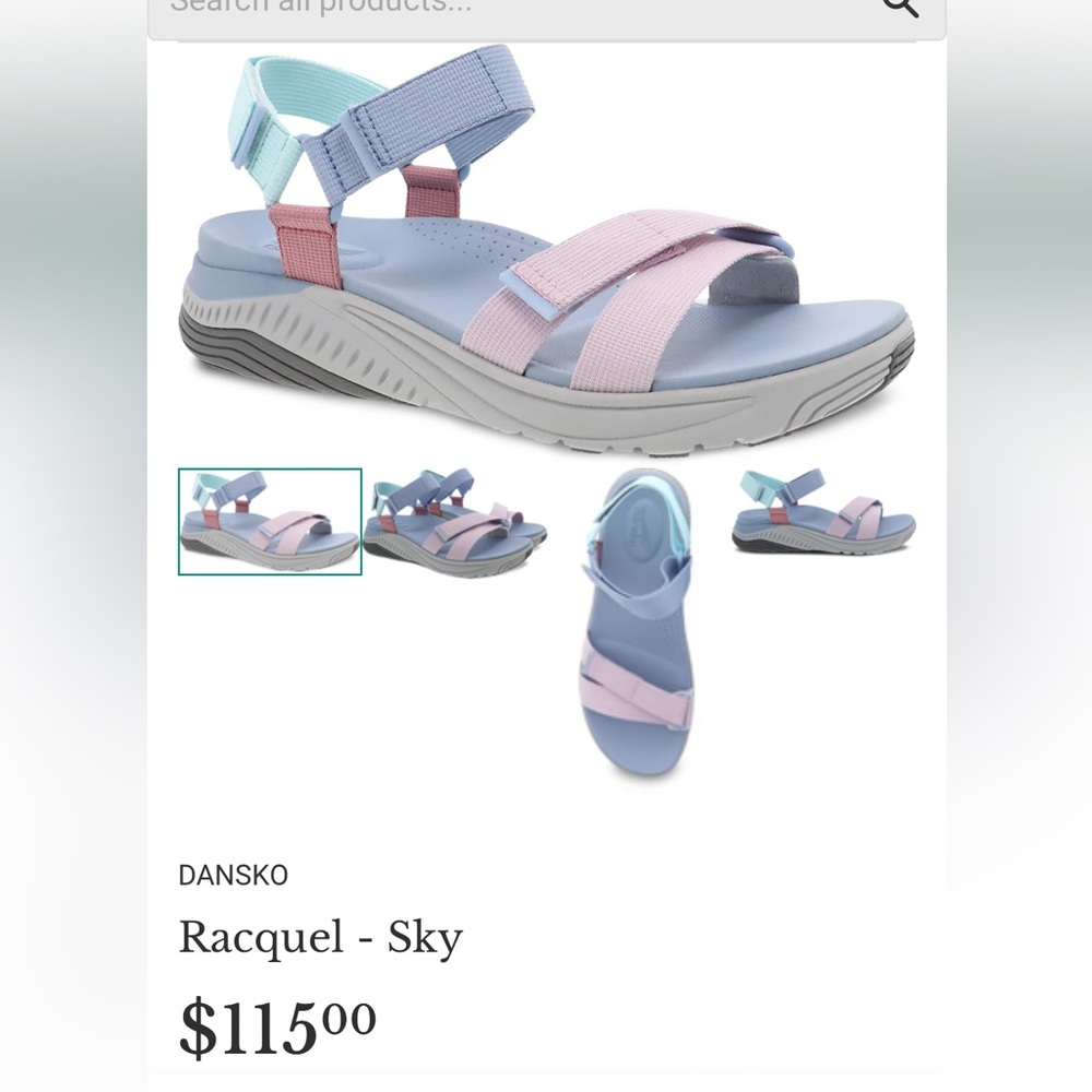 Dansko Raquel Sport Sandal Blue and Pink with Sleek Design sz 39